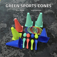 Ensemble de jeu de lancer d'anneaux 24 pièces, anneaux colorés, cônes en plastique, kit de course aux œufs et cuillères, multi-âges, certifié sûr pour l'extérieur