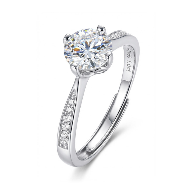 Classic Rhodium Plated Luxury Cubic Zirconia 925 Sterling Silver Wedding Ring for Party Occasions