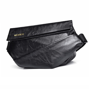 Intage-Bolso de pecho informal Crazy Horse de cuero para hombre, bandolera cruzada lateral, resistente al agua - Product Image 4
