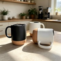 Tasses à café en céramique personnalisées de 330 ml (11 oz) pour sublimation, colorées, avec impression par transfert thermique et base en liège, idéales pour cadeaux promotionnels