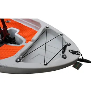Caiaque de pesca de plástico com pedal, caiaque de canoa, barco de pesca de assento único, caiaque com pedal superior, certificado CE PE 8FT