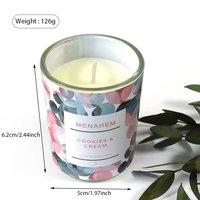 Bougie parfumée en verre imprimé floral, bougie en cire de soja de luxe avec boîte cadeau pour la décoration de la maison et les cadeaux