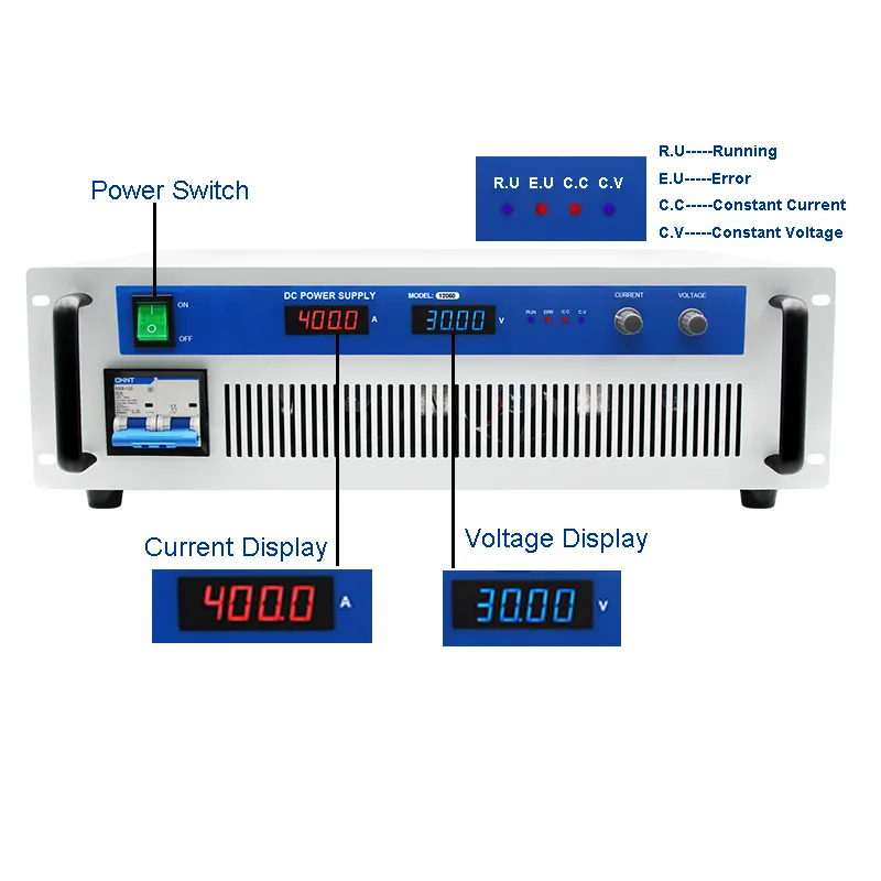 10000W 10kw 12,5 V 800A/20V 500A/25V 400A/50V 200A/100V 100A/200V 50A fuente de alimentación de CC de alta potencia