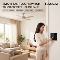 Sakelar Kipas ZigBee TL EUZ08 EU Panel Kaca Sentuh 4 Warna Putih Hitam Abu-abu Emas untuk Penggunaan Kontrol Rumah Pintar dan Kamar Hotel