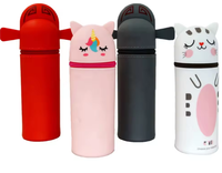 Casing pena silikon lembut kustom hewan lucu, alat koleksi Desktop, casing pena berdiri silikon