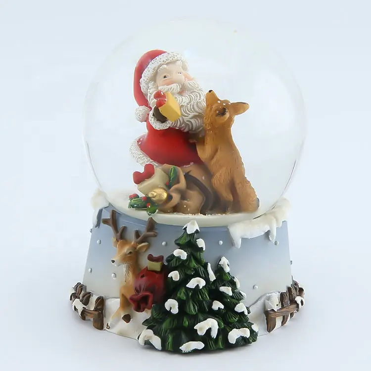 Custom Sneeuwbol Fabrikanten Mini Sneeuwbol Met Santa En Herten Figuur Voor Xmas Gift