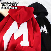 Sweat-shirts décontractés surdimensionnés en velours français de haute qualité pour hommes, avec impression 3D en relief, broderie appliquée, motifs d'anime, 100% coton
