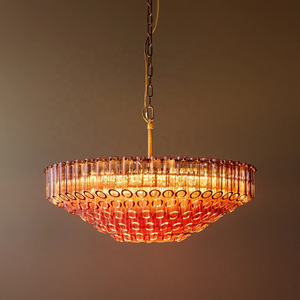 Lámpara Colgante Moderna de Latón Antiguo con Tubo de Vidrio Transparente Rosa Ámbar, Iluminación para Villa o Restaurante, Lámpara de Araña Redonda Grande Estilo <span class=keywords><strong>Oldfield</strong></span> para Interiores - Product Image 2