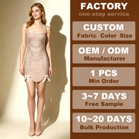 Robe de soirée de luxe pour femme, style célébrité, 100 % polyester, bretelles spaghetti, ornée de strass et de perles, avec nœud, respirante, mini-robe de club