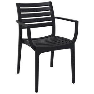 Nouvelle <span class=keywords><strong>chaise</strong></span> <span class=keywords><strong>de</strong></span> jardin <span class=keywords><strong>de</strong></span> <span class=keywords><strong>patio</strong></span> en plastique polypropylène <span class=keywords><strong>noir</strong></span> empilable d'accoudoir populaire - Product Image 1