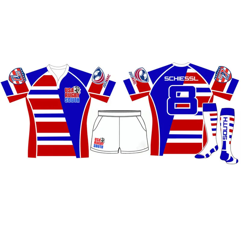 Ligi brezilya tasarımları özelleştirilmiş renkli Polyester kolej yeni zelanda Pro Club Rugby formaları