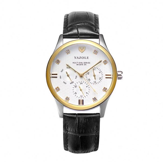 Yazole 374 Popular Special Mens Quartz Watch Latest Stainless Steel Band Waterproofing Diamond Vintage Business Wrist Watch