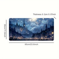 Ville artistique en bleu clair de lune tapis de souris Gamer tapis de souris noir bureaux d'ordinateur tapis de bureau PC bureau Portable clavier tapis de jeu
