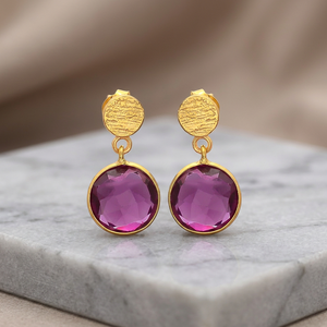 Boucles d'oreilles pendantes en tourmaline rose, alliage d'argent hydro-plaqué or 18 carats, faites à la main, classiques, avec pierres précieuses, pour fête d'enfants - Product Image 4