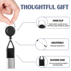 <b>Custom</b> Logo Smoking Accessories Premium Pull Out Retractable Keychain <b>Lighter</b> Holder Clip Key Chain <b>Lighter</b> Leash - Product Image 3