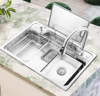 Évier de cuisine multifonctionnel en acier inoxydable SUS304 de style japonais, grand bac unique, fait main, à débordement profond