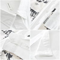 Chemise décontractée pour homme, mode printemps, patchwork, col rabattu, simple boutonnage, 100% coton popeline, motif appliqué, manches longues