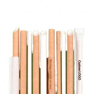 Pajitas de Papel Desechables Ecológicas Biodegradables con Logotipo Personalizado, Empaquetadas Individualmente, para Café, Té con Leche, Marca, Uso en Picnic, 25 Sets - Product Image 1