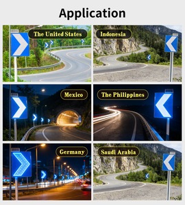 Güneş Enerjili LED Trafik İşaretleri Dikdörtgen Sarı ve Kırmızı Yanıp Sönen Ok Yol Uyarı Levhası - Product Image 5