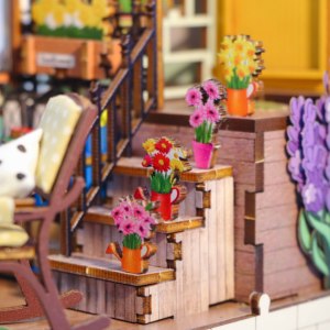 Hongda Venta caliente M2313 Garden House Wooden Book Nook Diy Kit de Rincón de libro en miniatura con luz - Product Image 2