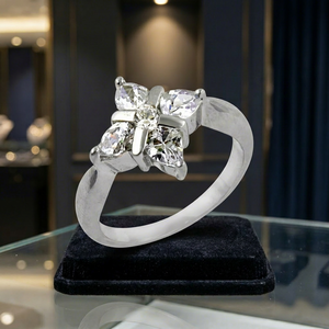 Famous Designer Silver <b>Ring</b> with Cubic Zirconia Gemstone Elegant <b>Crystal</b> Jewelry - Product Image 1