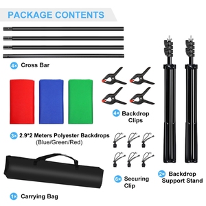 PULUZ <span class=keywords><strong>Fond</strong></span> de studio <span class=keywords><strong>photo</strong></span> 3*2m avec support de trépied de 2m et toiles de <span class=keywords><strong>fond</strong></span> en polyester rouge / bleu / <span class=keywords><strong>vert</strong></span> - Product Image 6