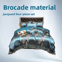 Europäisches Spitzen-Satin-Jacquard-Vierteiliges Set Luxuriöses Gewaschenes Seiden-Bettlaken und Bettbezug