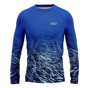 Высококачественные футболки с логотипом на заказ, с длинным рукавом, сублимационная быстросохнущая рыболовная майка с защитой от солнца, рубашки для УФ-рыбалки
