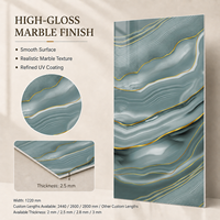 Plaque PVC MORLENX en agate grise marbrée UV avec détails dorés pour murs décoratifs de bureaux et projets de vente en gros