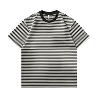 T-shirts décontractés pour hommes à rayures texturées en 3D, en polyester, à manches courtes, coupe ample, couleurs contrastées
