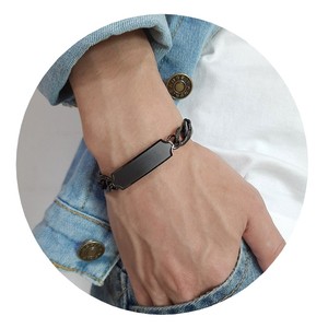 Pulsera Unisex con texto personalizado, joyería con <span class=keywords><strong>nombre</strong></span>, acero inoxidable, grabado, barra en blanco, chapado en oro - Product Image 2
