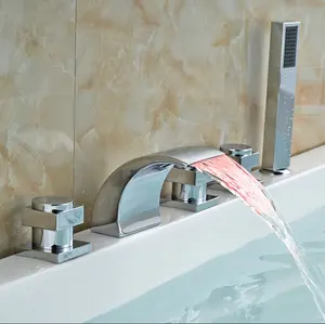 浴缸冷热发光二极管瀑布水龙头