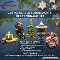 Boule de Noël soufflée à la main en forme de calèche, fournisseur de marque privée ODM, California Candy Wreath Tree Dessert Gift Borosilicate Wholesale