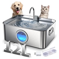 Grande fontaine d'eau pour animaux de compagnie 13L Distributeur d'eau pour chiens en acier inoxydable Fontaine d'eau pour animaux de compagnie silencieuse pour chiens