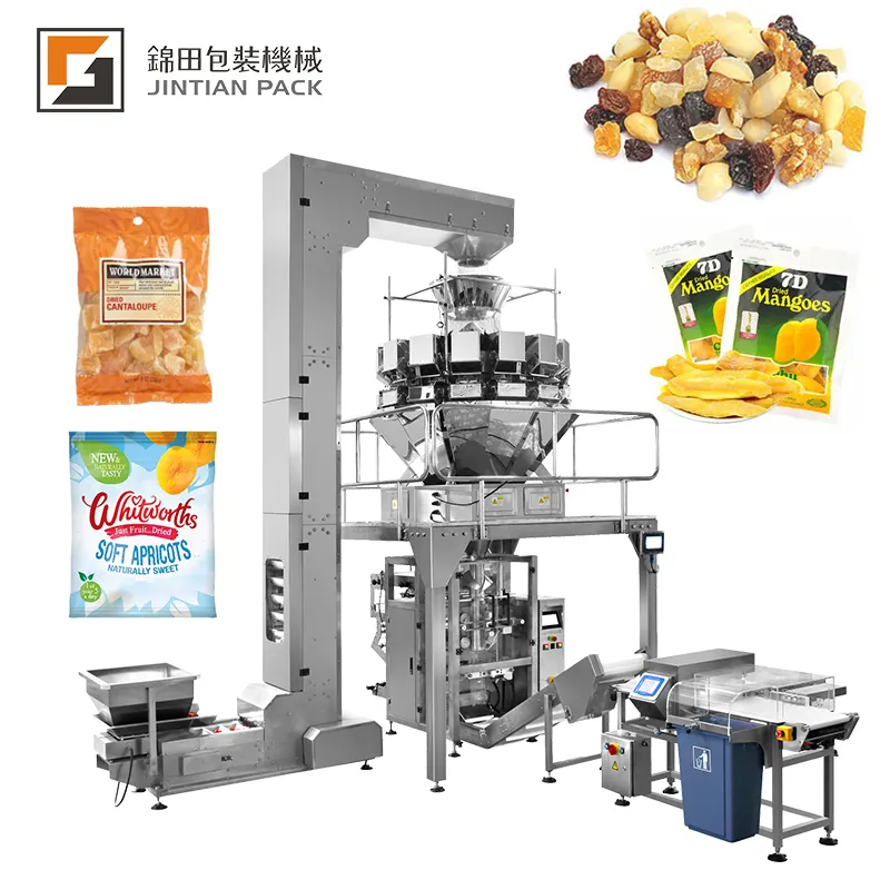 Multi heads weigher Automatic Nitrogen food packing machine for potato chips nuts snacks