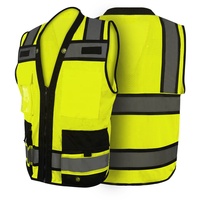 Rompi Reflektif Hi Vis Custom Pria Bahan Mesh Kuning Jaket Konstruksi Pakaian Keselamatan Kerja Rompi Reflektif dengan Kantong Logo