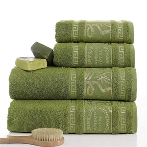 Lot de serviettes de bain épaisses en bambou, produit de luxe, avec logo personnalisé, vente en gros,