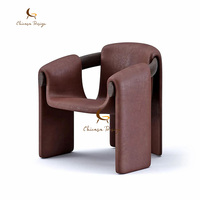 Chaise de salle à manger design italien en tissu bouclé avec accoudoirs en cuir, chaise d'appoint pour restaurant et hôtel