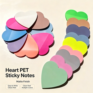 Heart Shaped PET Sticky <b>Notes</b> Colorful Page Markers Easy to Write Clean Peel Multiple Colors - Product Image 2