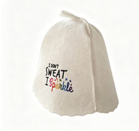 Chapeau de sauna en feutre 100% laine, broderie de lettres colorées amusantes, résistant à la chaleur, prévient les dommages aux cheveux, accessoire de bain spa