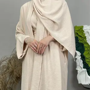 Groothandel Verkoop Dubai Kalkoen Moslim Khimar Abaya 2 Stuk Set Vrouwen Riem En Gewaad