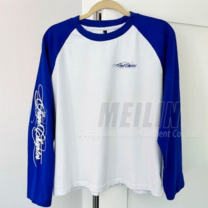 T-shirt à col rond personnalisé avec logo d'usine pour homme, coupe et couture graphiques, grande taille, coupe ample, double couche, manches longues, fabricant - Product Image 2