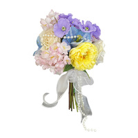 Bouquet de Mariée Original Monet, Fleurs Artificielles en Soie Nouées à la Main, Roses Haut de Gamme à Bords Brûlés, Bouquet de Fleurs pour Décoration