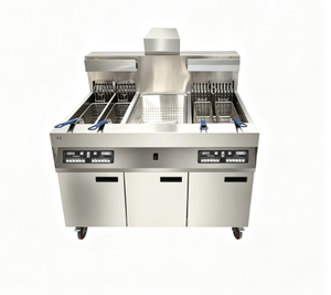 Friteuse électrique ouverte de style <span class=keywords><strong>Frymaster</strong></span> à grande capacité avec 3 bacs et panneau de commande pour poulet frit - Product Image 1