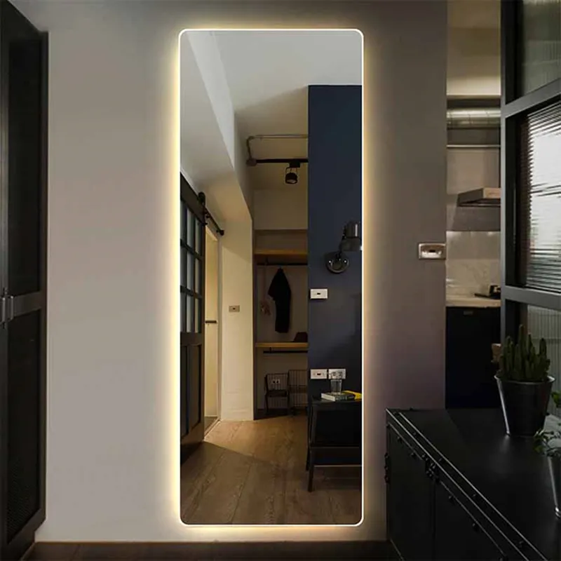 led Dressing Floor Full Length Mirror Led Lighted Wall decorative domestic Hotels Mirror Touch Switch CE Rohs IP44