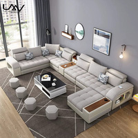 Ensemble de canapés en tissu en forme de U multifonctionnel de luxe avec haut-parleur USB, design moderne, salon, canapé 7 places, meubles