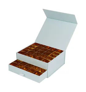 Gepersonaliseerde 2 Laag Magnetische Papier Verpakking Dozen Chocolade Kartonnen Chocolade Truffel Doos Chocolade Pakket