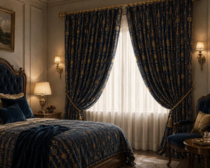 Cortina Decorativa Opaca de Terciopelo Estilo Fornasetti, Panel de Cortina Elegante Estilo Art Nouveau para Sala de Estar y Dormitorio - Product Image 3