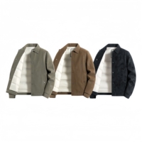 Veste en Coton Matelassée en Similicuir pour Homme avec Col et Boutons Pression, Manteau Casual Chaud d'Hiver, Veste Légère
