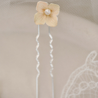 Épingles à cheveux en céramique de style européen simple petite fourchette à cheveux romantique fourchette à perles de fleur de mariée